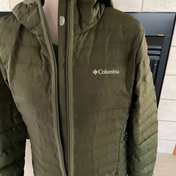 Columbia McKay Lake Long Scuba Hooded, Down Olive Green Jacket, Women’s Sz M - Picture 9 of 14